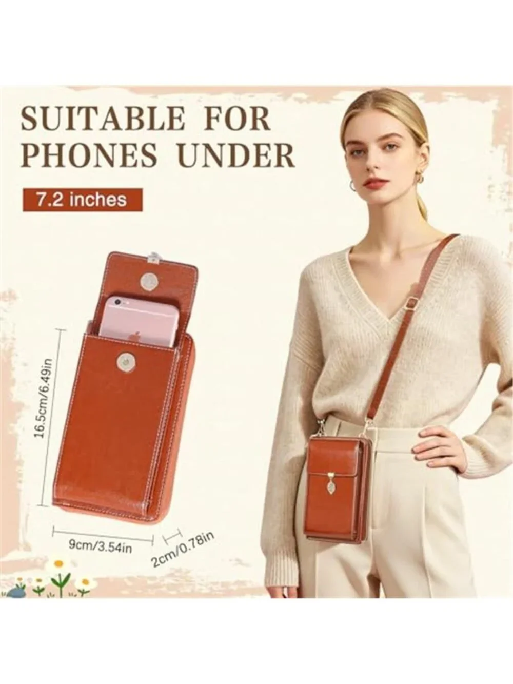 Small Leather Crossbody Phone Bag Wallet Purse Women RFID Blocking Card Slots